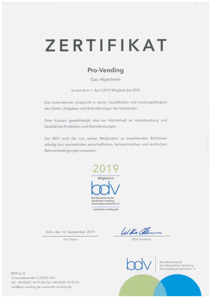BDV Zertifikat